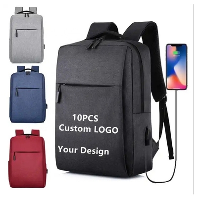 Travel Men Computer Bag Polyester Casual Geometric USB Laptop Backpack