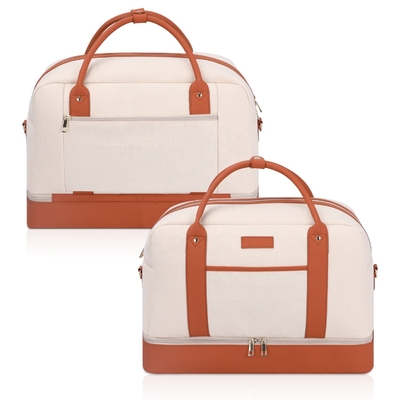 Sympathybag Canvas Leather Luggage travel overnight men women carry tote men women travel bag