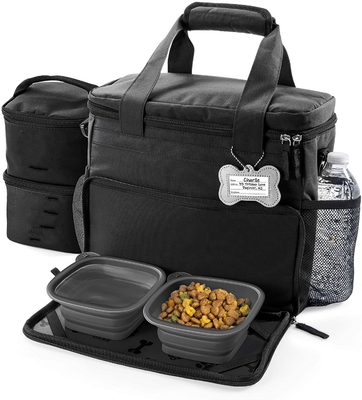 Custom Colors Storage Foldable PET Cat Tote Bag , Dog Travel Tote With Bowl